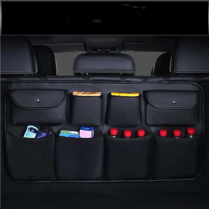 Высококачественная кожаная сумка для хранения заднего сиденья автомобиля с несколькими карманами, органайзер для багажника автомобиля, аксессуары для интерьера