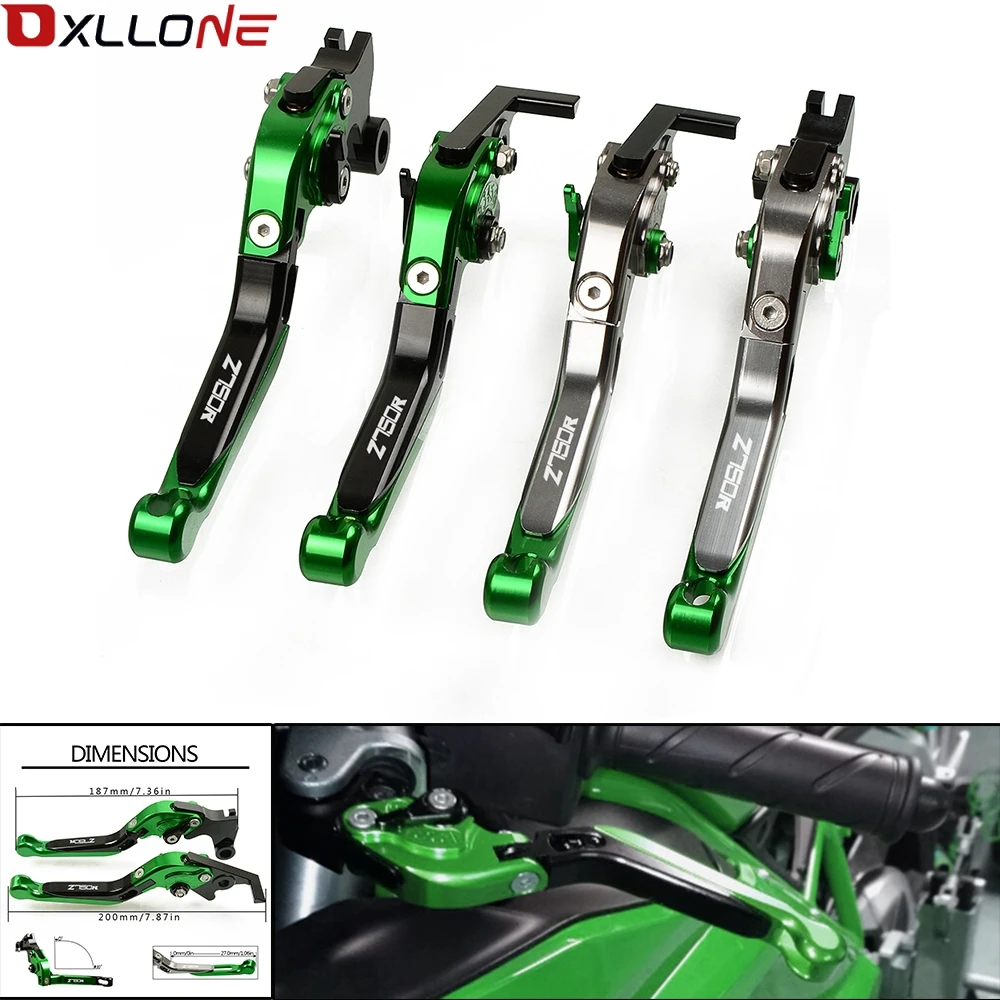 

MOTORCYCLE ACCESSORIES FOLDING EXTENDABLE BRAKE CLUTCH LEVERS LOGO Z750R 2 COLOR GREEN BLACK FOR KAWASAKI Z750R Z 750R 2011 2012