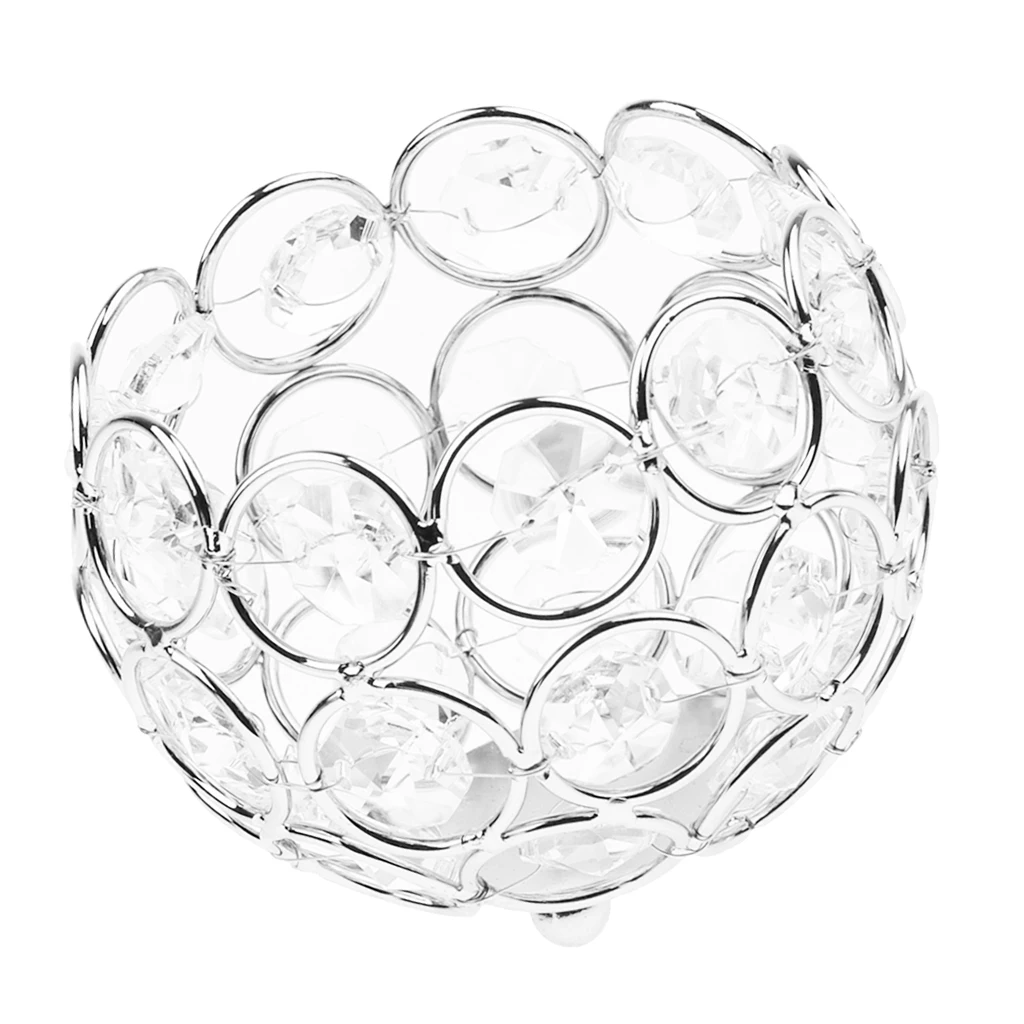 European Votive Tea Light Candle Holders Silver/Gold Crystal Beads Candlestick Wedding Table Centerpieces Home Office Decor