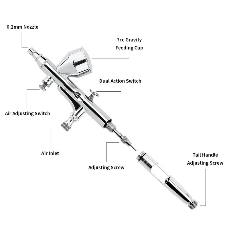 Mini Airbrush Airbrush Kit For Nails Makeup Airbrush For Cake Decorating 9Cc 0.2/0.3/0.5Mm Airbrush Set Painting Modelling Mini Airbrush Airbrush Kit For Nails Makeup Airbrush For Cake Decorating 9Cc 0.2/0.3/0.5Mm Airbrush Set Painting Modelling