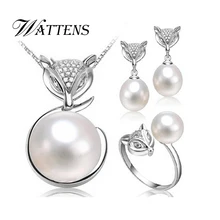 WATTENS модные ювелирные изделия аксессуары, жемчужные Ювелирные наборы, натуральный жемчуг кулон ожерелье серьги кольцо для женщин подарок 3 цвета