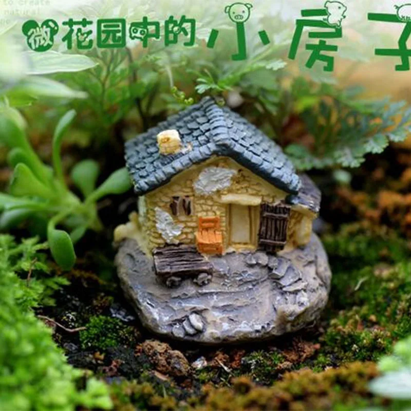 Vintage Romantic Aegean Sea cottages word micro landscape decorative resin home ornaments small houses Figurines Miniatures Gift5