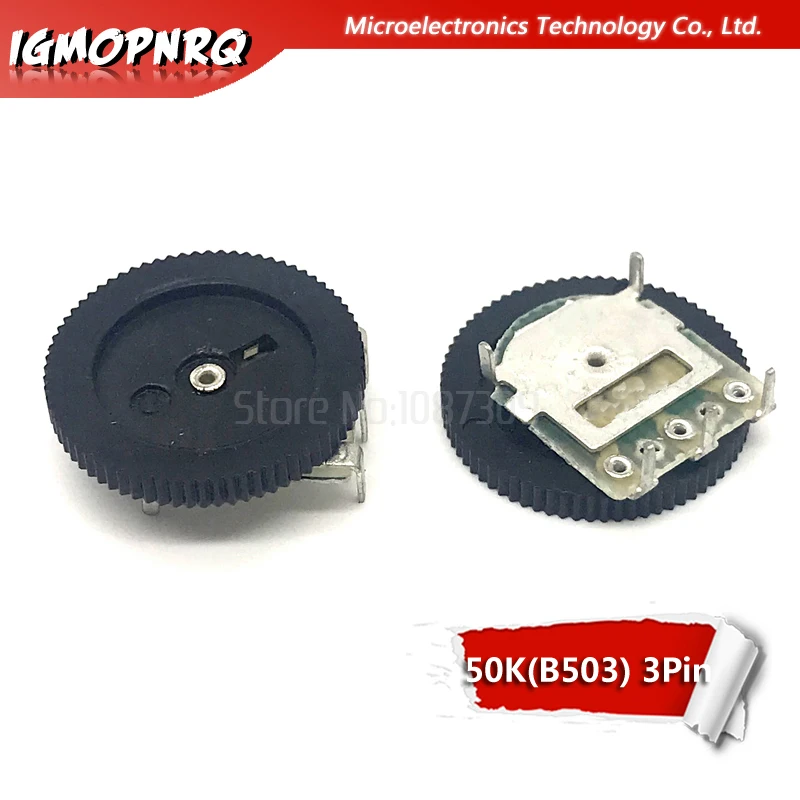 

10pcs Double Gear tuning potentiometer B503 50K 3pin 16*2mm Dial Potentiometer