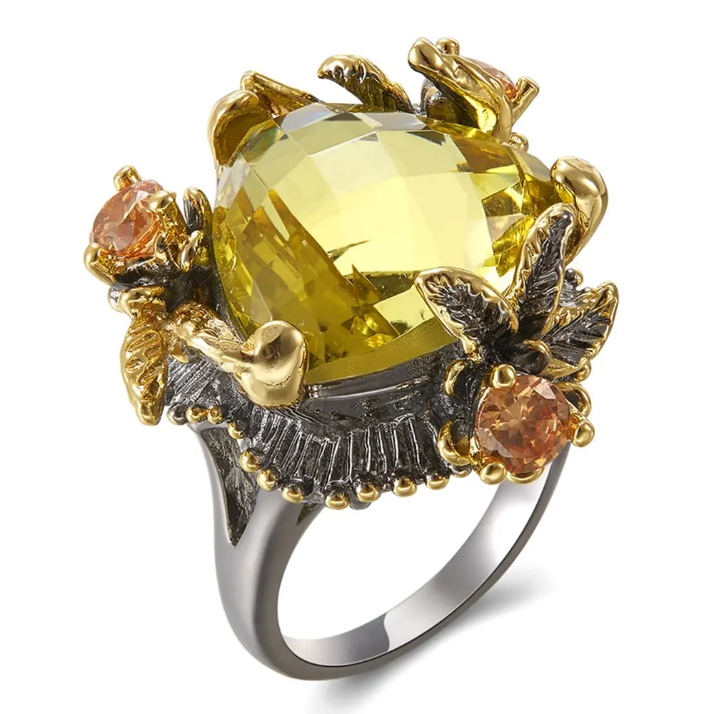 DreamCarnival, 1989, Очень рекомендуем,, женские кольца, настоящая огранка радиан, золотой цвет, циркониевое кольцо, вечерние ювелирные изделия, WA11666 - Цвет основного камня: Золотой