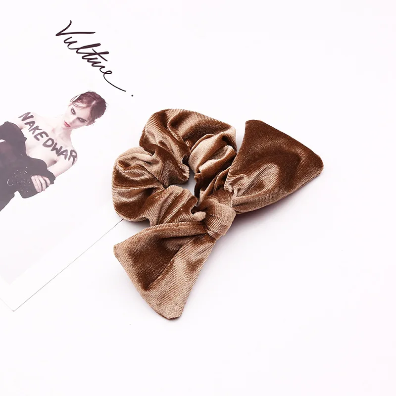 2018 New Women Velvet Hair Scrunchies Elastic Bowknot Hair Bands Ties Ponytail Holder Hair Accessories Women Girls Head Bands newborn photography props velvet pillow and bowknot hairband basket cushion mat baby photoshoot studio shooting accessories