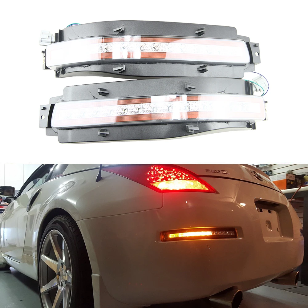 

2pcs Clear Lens All-In-One LED Turn Signal, Backup Reverse & Brake Light Assembly For 2003-2009 Nissan 350Z 12V Car Parking Led
