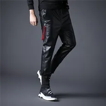 Брюки из искусственной кожи большого размера; модные брюки-шаровары; брюки-стримеры; брюки из искусственной кожи