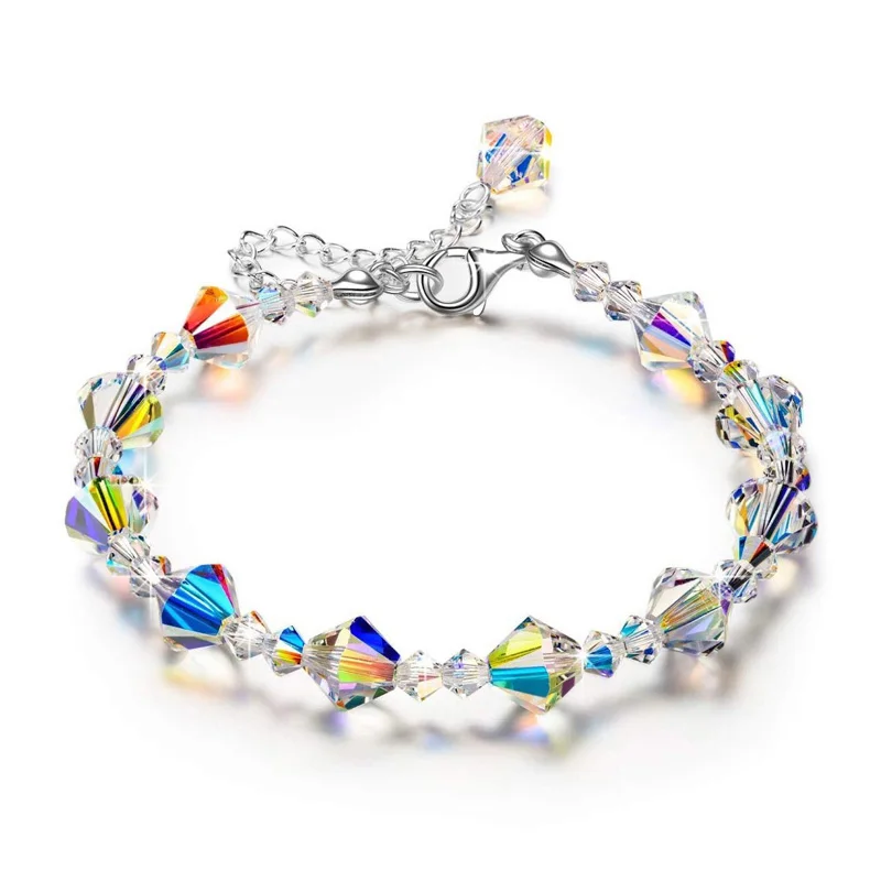 Яньхуэй, новая мода, летние блестящие браслеты с кристаллами для женщин, 925, одноцветные серебряные регулируемые браслеты, ювелирные изделия для свадебной вечеринки