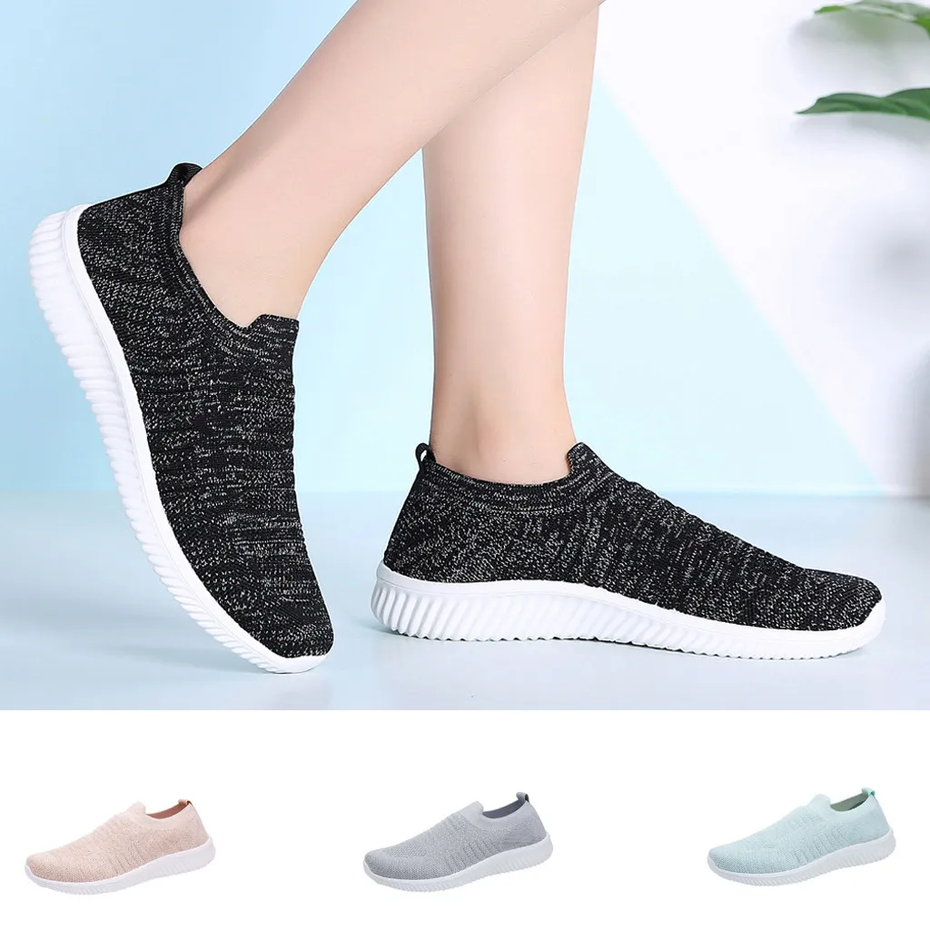 

Slip On Breathable Running Shoes Women's Leisure Style Comfortable Flyknit A Pedal Causal Sneakers Soft Bottom Zapatos Mujer