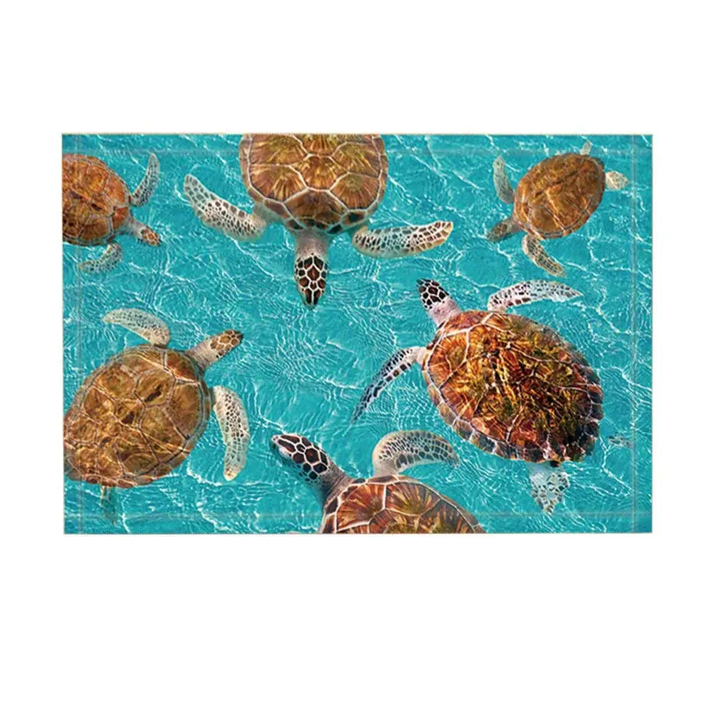  Marine Life Sea Animals Turtle Bath Rugs Maya Turtles in Turquoise Waters Non-Slip Funny Indoor Out