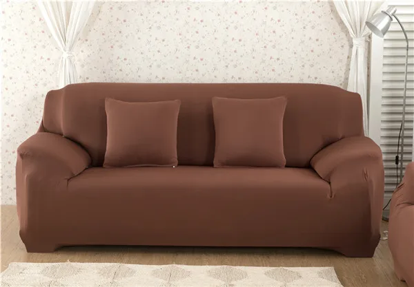 Solid Color Elastic Sofa Slipcovers Stretch Sofa Covers For Living Room Furniture Protector Armchair Couch Cover 1/2/3/4 Seater - Цвет: Light Cofee