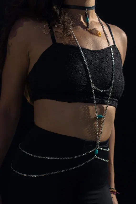 body chain made of rhodium handmade