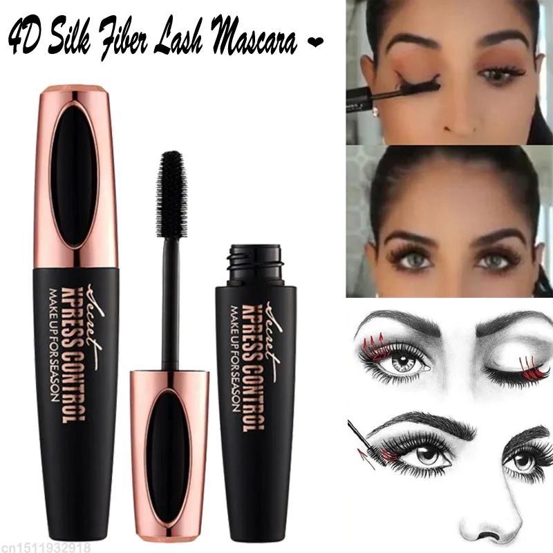 4D Silk Fiber Lash Mascara Waterproof Rimel 3d Mascara For Eyelash Extension Black Thick Lengthening Eye Lashes Korean Cosmetics