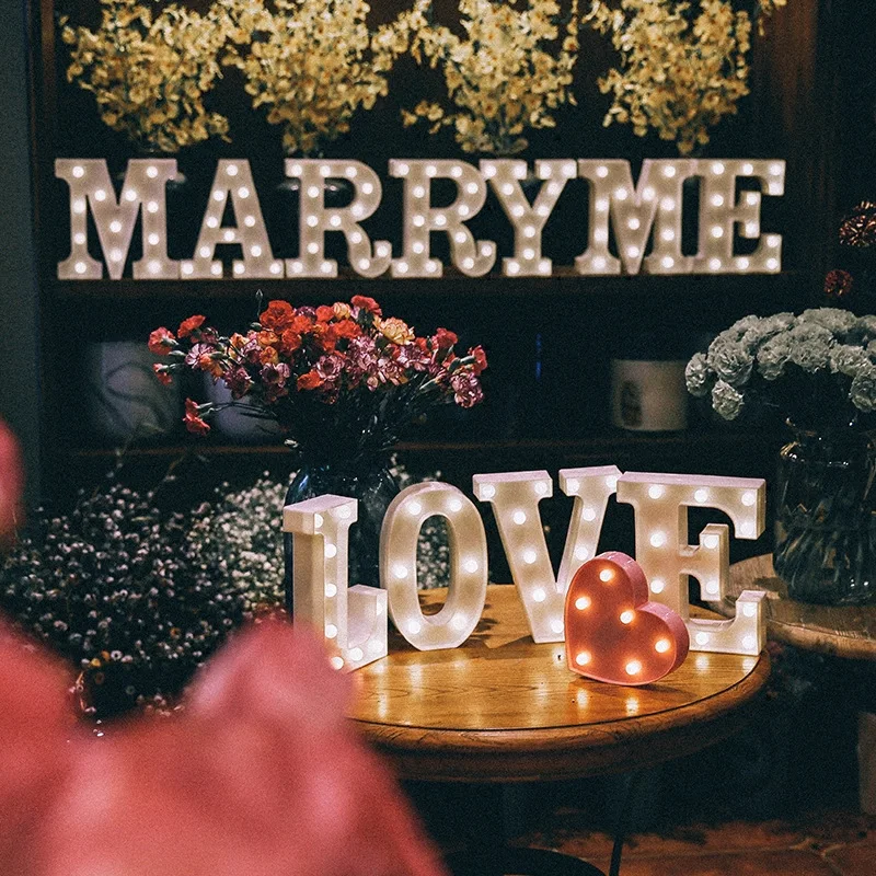 

Wholesale led lamp luminous letters in English Do propose layout props romantic birthday artifact ins chandeliers