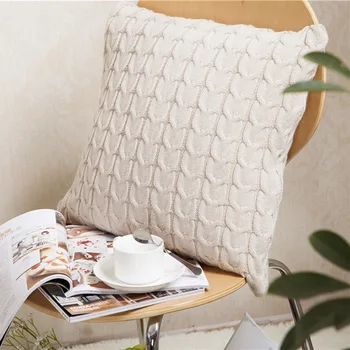 

Enipate Cushion Cover Retro Style Knitted Wool Pillow Case Solid Sofa Waits Bedroom Decorative Capa Square Throw Pillows Cover
