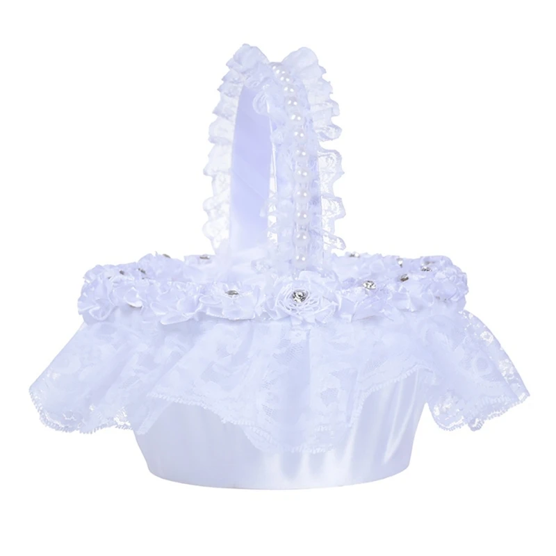 

Elegant Lace Flower Girl Basket Petals Bouquets Holder For Wedding Ceremony Party Decoration Flower Basket Best man Bridesmaid
