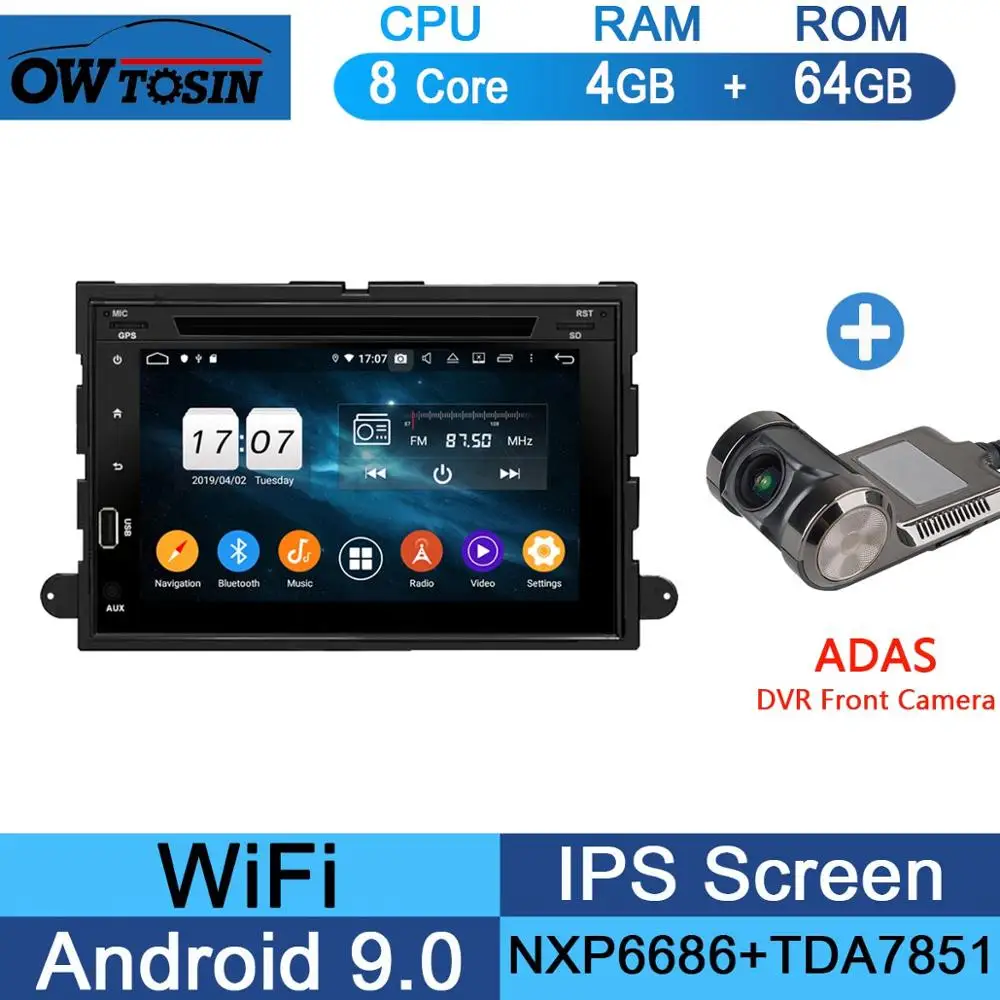 " ips 1024*600 8 ядерный 4G+ 64G Android 9,0 автомобильный dvd-плеер для Ford F150 Mustang Expedition Explorer Fusion 2006 2007-2009 радио - Цвет: 64G Adas Camera