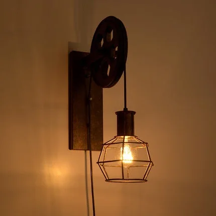 Loft Style Edison Wall Sconce Creative Lifting Pulley Vintage Wall Lamp For Home Antique Wall Lights Indoor Lighting