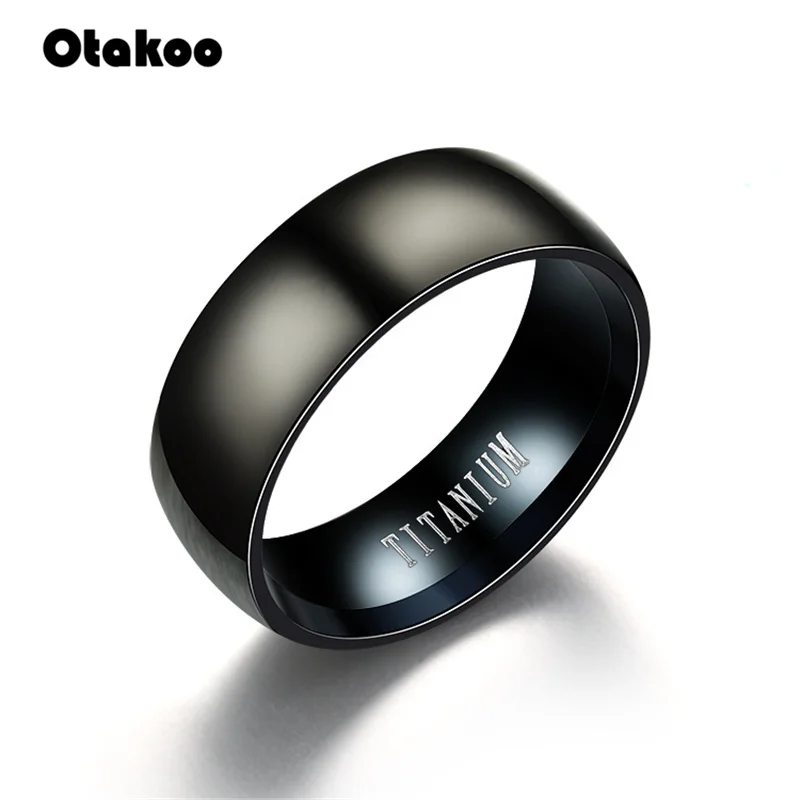 Otakoo Новинка черное мужское кольцо 100% титановый Карбид мужские ювелирные изделия