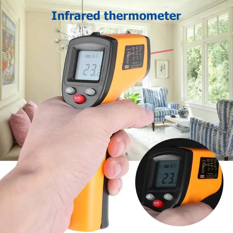 

GM320 Non-Contact Laser LCD Display IR Infrared Digital C/F Selection Surface Temperature Thermometer Pyrometer Imager