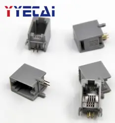 YongYeTai RJ11 серый 4P4C RJ10 телефонная розетка PCB телефонный разъем Бесплатная доставка