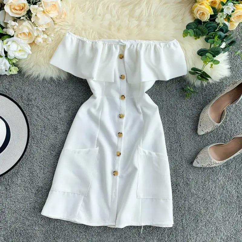 Женское платье с коротким рукавом облегающее однобортное Платье