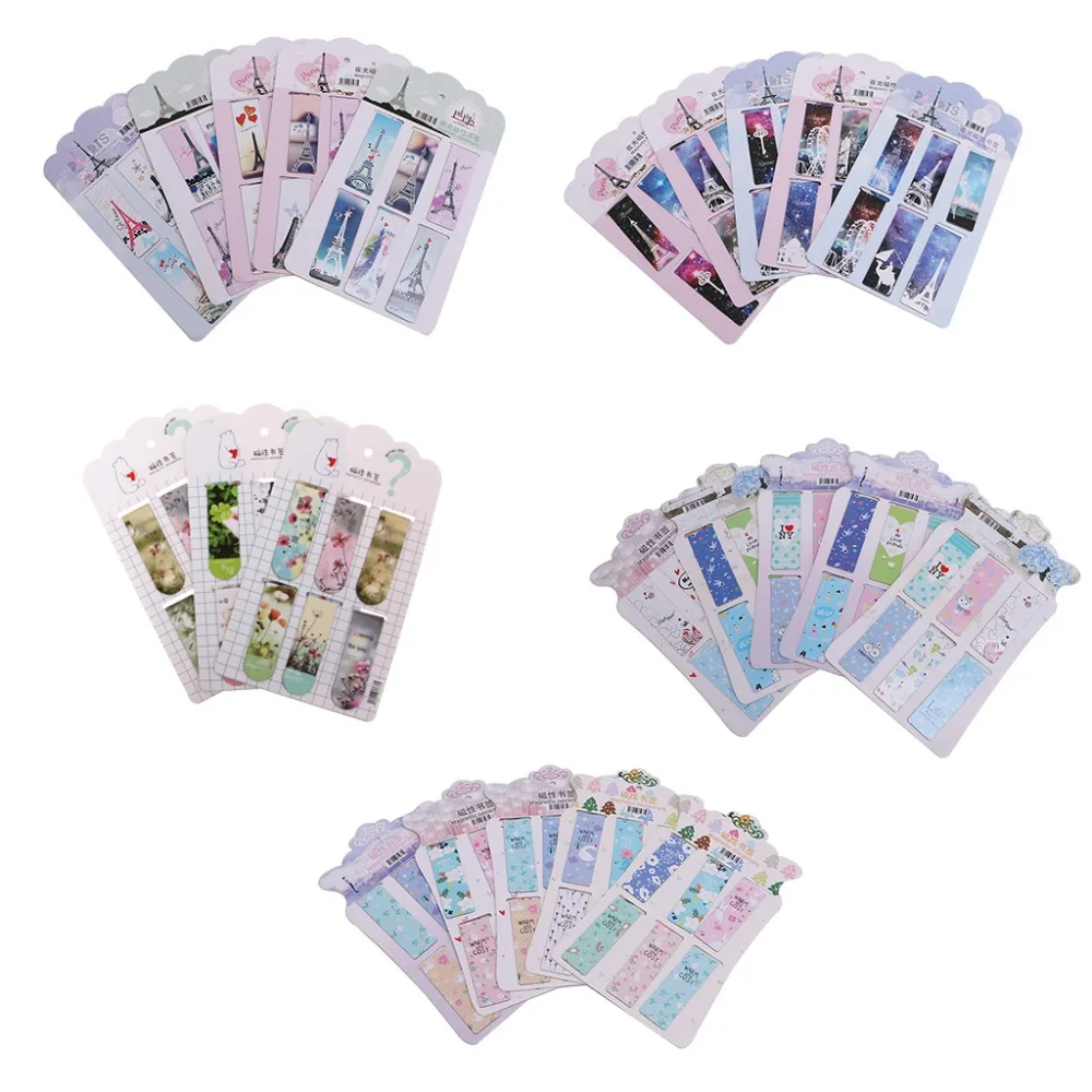 

6 pcs/lot Cute Kawaii Flower Paper Bookmarks Creative Noctilucent Magnetic Book Mark School Supplies bookmark