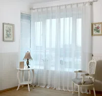 Fuax Linen White Tulle Curtains for Kids Bedroom Soft Cross Pattern Voile Curtains for Living Room Treatment Voile Tulle 2