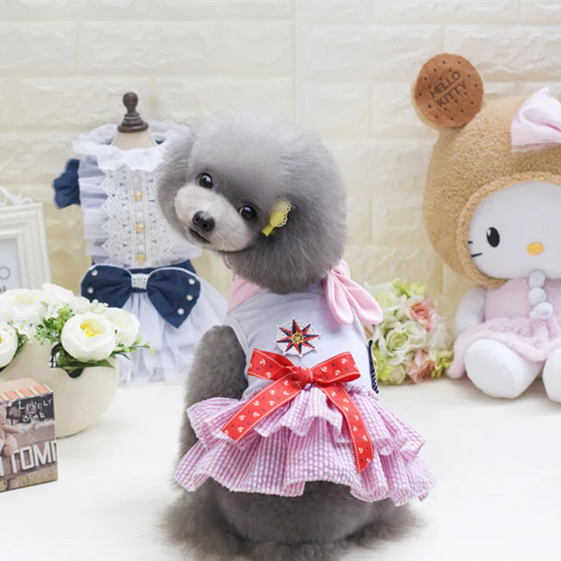 Cotton classic sailor skirt new dog clothes wholesale cat clothes cute lacy skirt free shipping