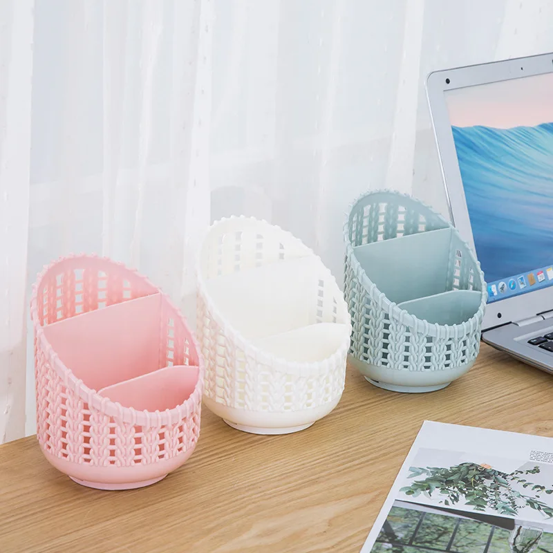 

Creative Imitation Rattan Plastic Pen Holder Simple Hollow Student Desktop Storage Box Office Stationery Pen Barrel