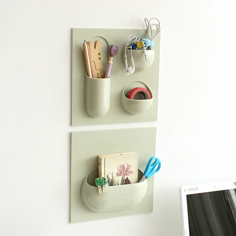 Multifunctional Plastic Bathroom Shelf Adhesive Decorative Wall Shelves
