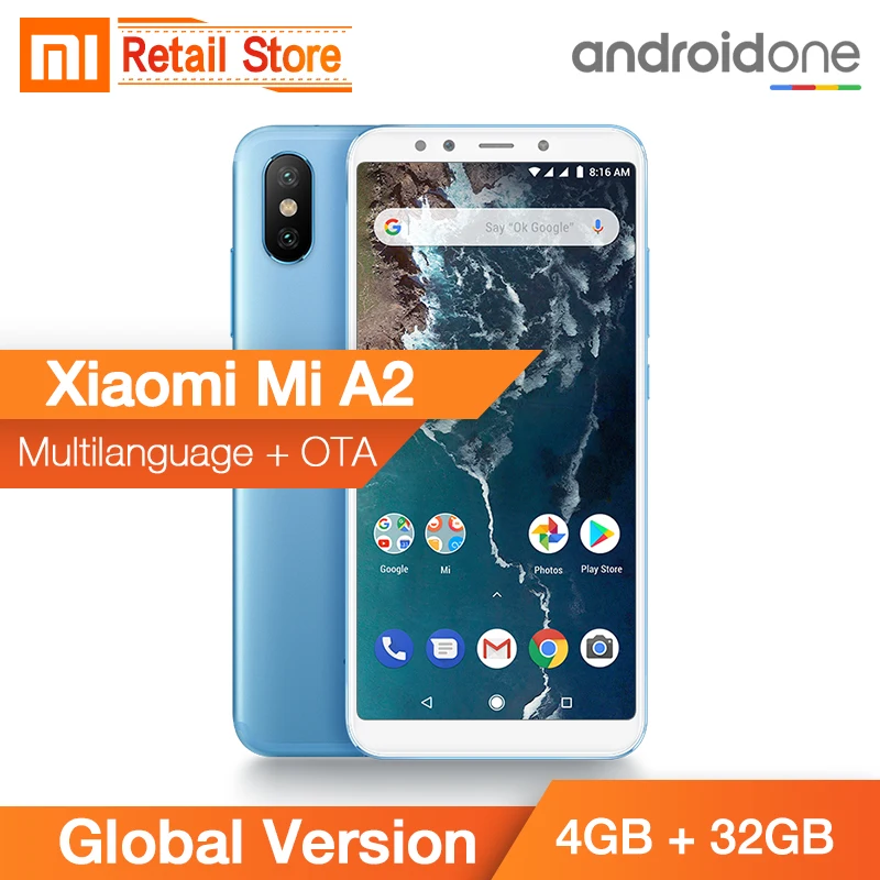 

In Stock Global Version Xiaomi Mi A2 4GB 32GB Snapdragon 660 Octa Core Mobile 5.99" 18:9 Screen Dual AI Cam Android One FCC ID