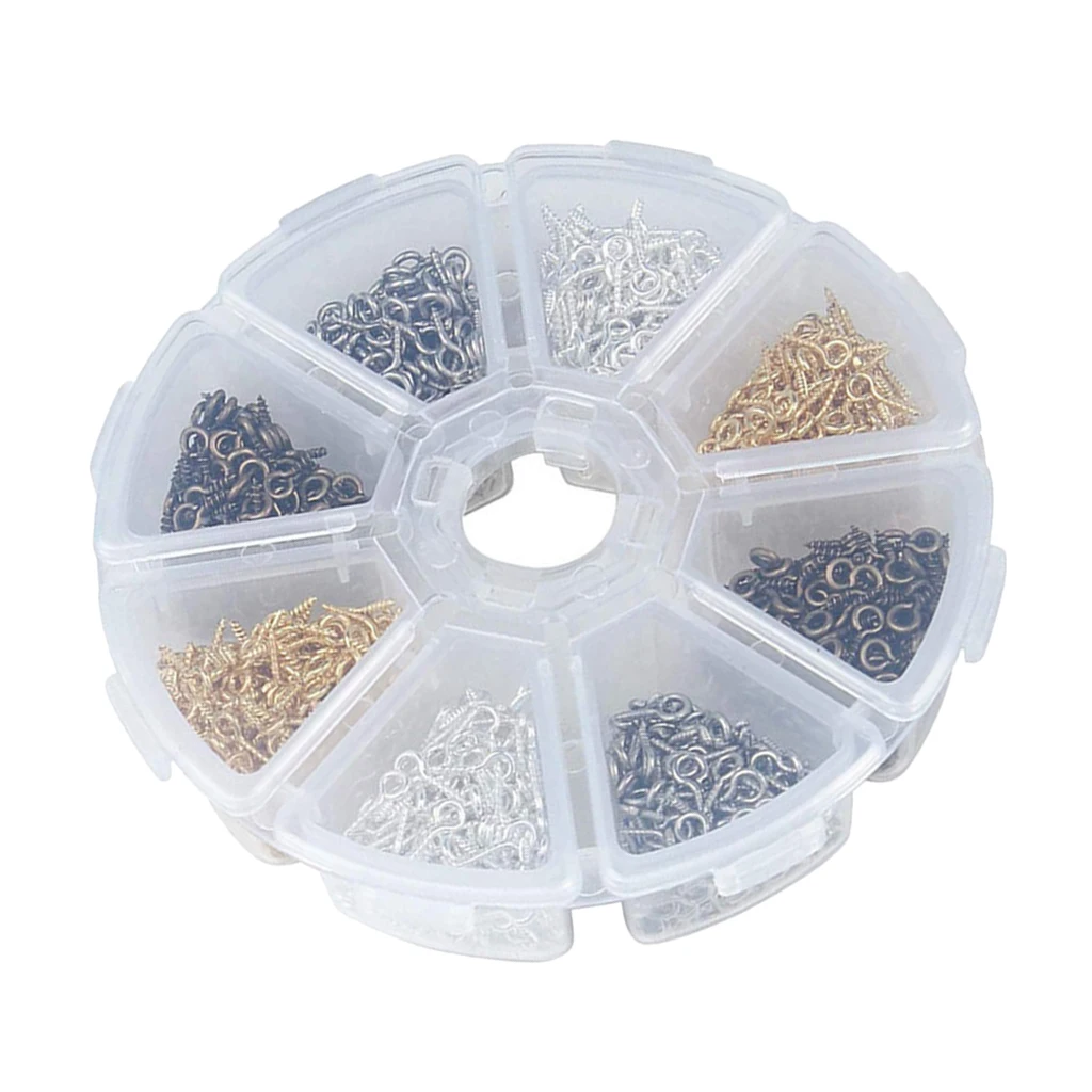 

MagiDeal 800pcs Assorted Mini Screw Eye Pin Hooks Eyelets Threaded DIY Craft Supplies Findings