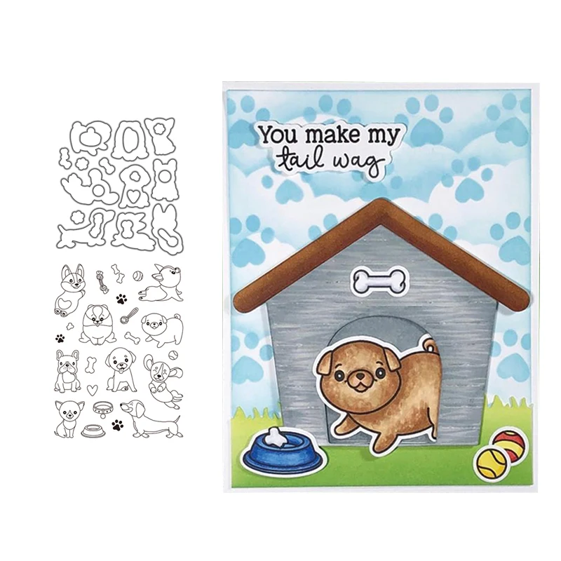 

New Arrival Puppy Love Metal Cutting Dies and stamps DIY Scrapbooking Card Stencil Paper Craft Handmade Album Handbook Decor