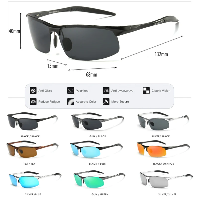 2018 Aluminum Magnesium Men Polarized Sunglasses Aviation HD Driving Sun Glasses Male Sport Sunglass lunette soleil homme oculos