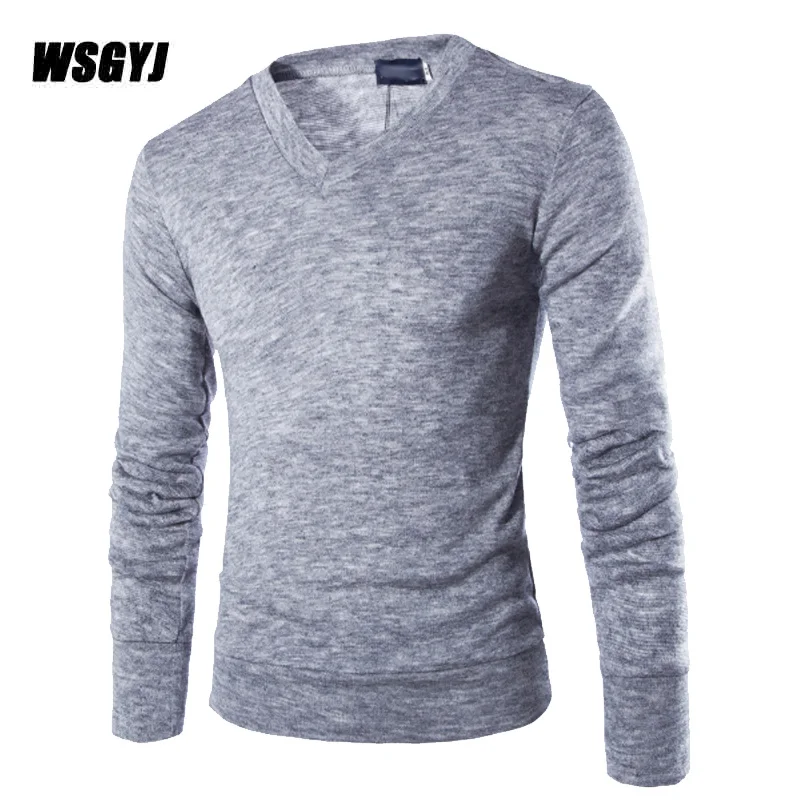 

Pull Homme 2017 V-Neck Sweaters Stylish Knitted Long Sleeve Men Sweater Male Solid Bottoming Sweaters Pullover 7 Colors XXL Y661