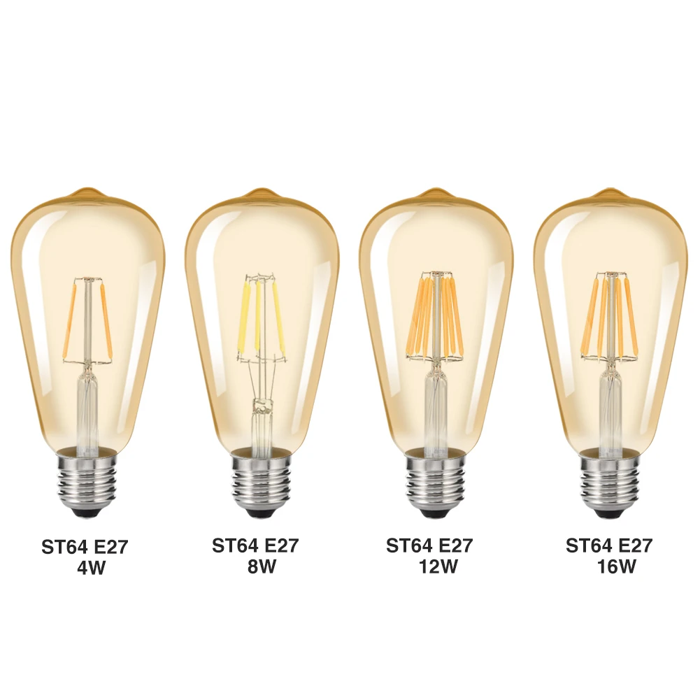 Cheap 110V 220V ST64 Vintage Led Lamp E27 Retro LED Filament Light Bulb 8W 12W 16W Glass Edison Lamparas COB Gold Decoration Cheap 110V 220V ST64 Vintage Led Lamp E27 Retro LED Filament Light Bulb 8W 12W 16W Glass Edison Lamparas COB Gold Decoration
