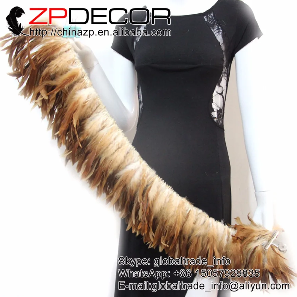 

ZPDECOR 6-8inch 700-800 pcs 85-90cm Handwork High Quality Rooster Coque Tail Strung Feathers for Custumes Decoration