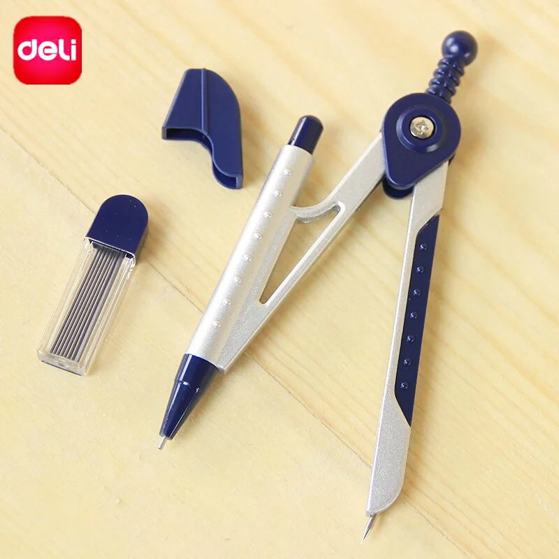 델리 스테인레스 스틸 그리기 나침반 수학 형상 도구 원 그리기 수학 컴퍼스 세트 연필 리필 그리기 악기drawing