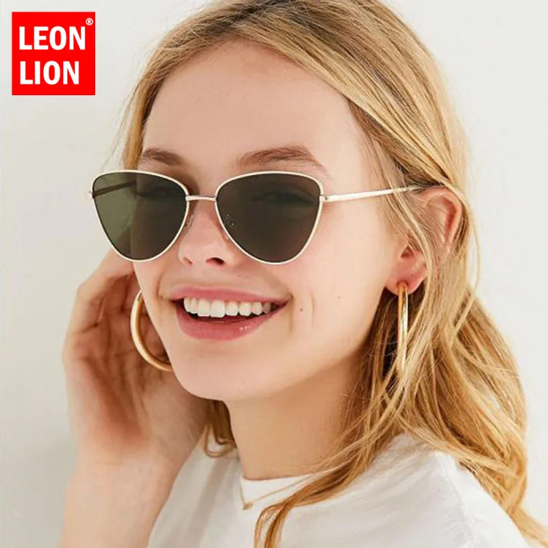 

LeonLion 2018 Cateye Street Beat Sunglasses Women Luxury Alloy Mirror Eyeglasses Vintage Outdoor Oculos De Sol Gafas UV400