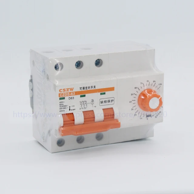 3 phase circuit breaker with timer 0 10 hours 63A 3 phase 3 wire water