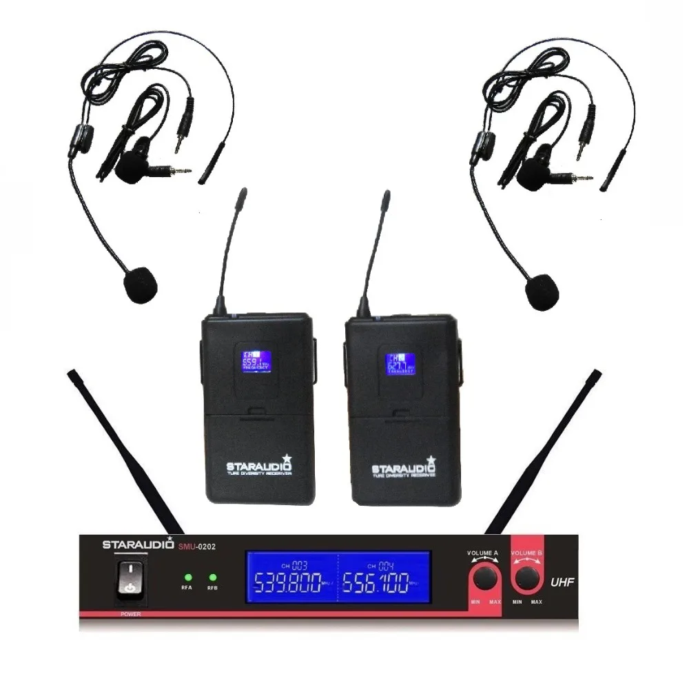 STARAUDIO 2 Channel Wireless UHF Headset Microphone System 2CH Headset staraudio-2-channel-wireless-uhf-headset-microphone-system-2ch-headset