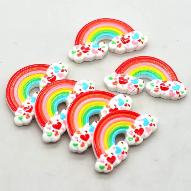 

10PCS 20mmX40mm Red Resin Flatback Rainbow Cabochons|Scrapbooking Rainbow Embellishments|DIY Hand Crafting Miniatures