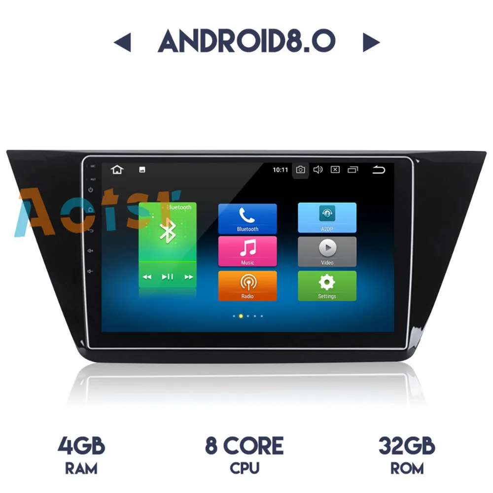 Discount 4G+32G 2 din Octa Core android 8.0 car dvd for VW Volkswagen Tiguan 2016-2018 car radio gps naviagtion with canbus wifi steering 1
