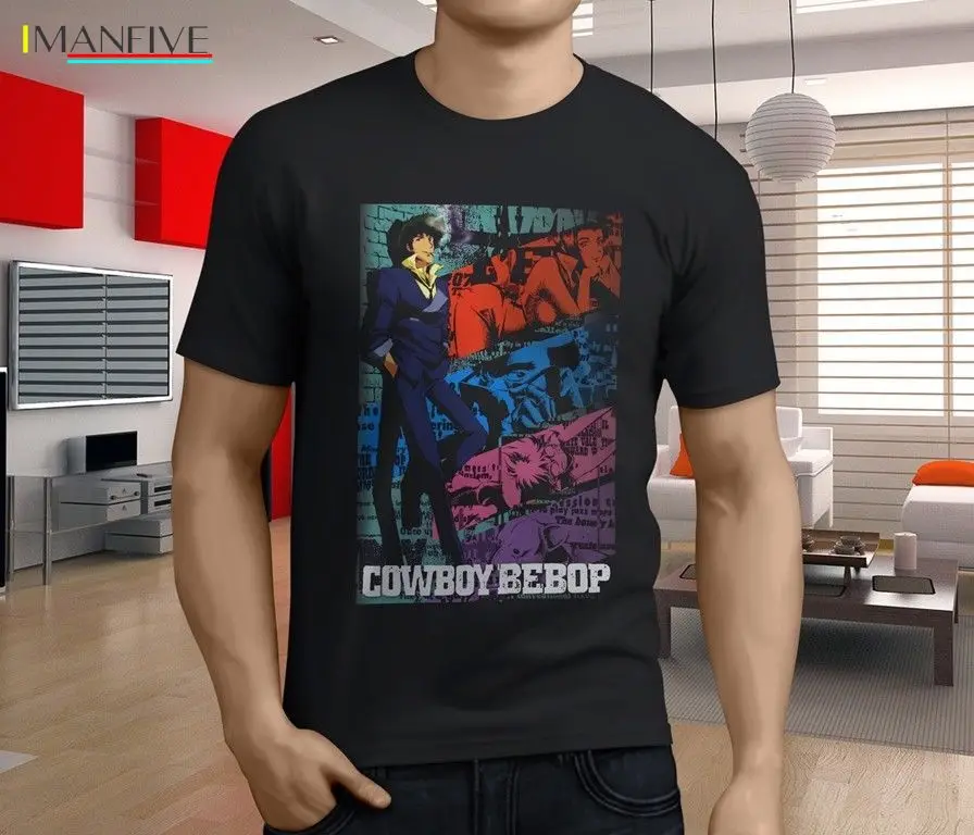 

New Cowboy Bebop Abbey Road Space Character Movie Men's Black T-Shirt S-3XLShort Sleeve TOP TEE Fashion Summer Top Tee