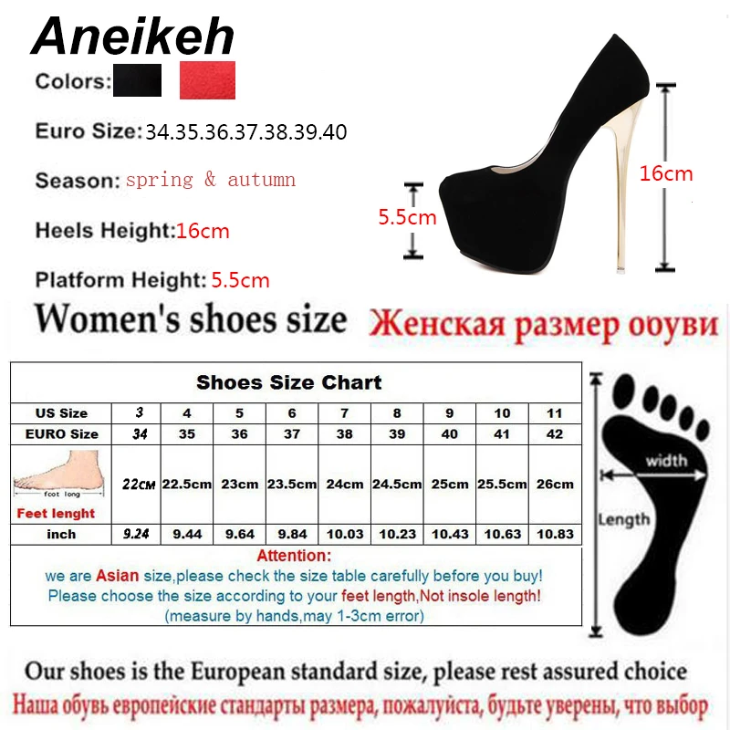 Женские свадебные туфли лодочки Aneikeh из флока на очень высоком каблуке 16 см