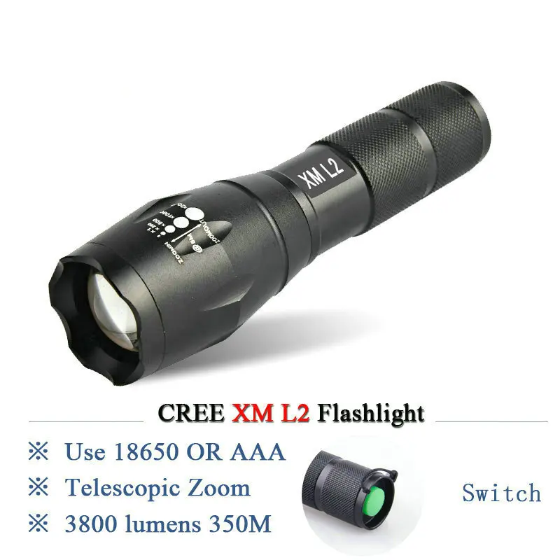 

powerful led flashlight cree l2 xm l t6 linterna led torch waterproof light zaklamp use18650 or3XAAA battery bike light camping