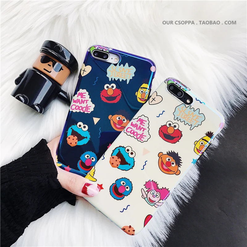 

Sesame Street case for iphone 6 6plus 6s plus 7 7plus 8 X soft silicone phone cover Popular Tide funny Comics cute coque cases