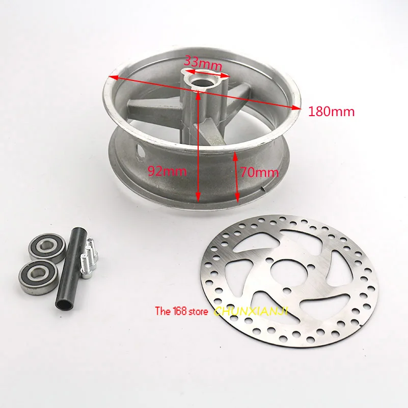 90/65-6.5 front or 110/50-6.5 rear Aluminum Wheel hub,Sprocket,Brake disc Axle bearing fits 49cc Mini Dirt Bike e Scooter Moto