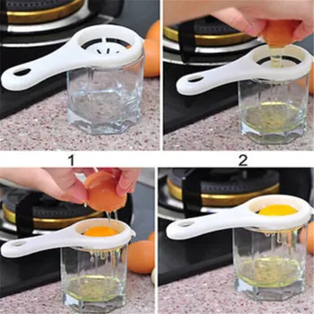 

White Egg Yolk Separator Tool Easy Cooking White Sieve Plastic Kitchen Gadget